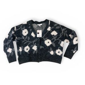 DR2 Women's Dark Gray Floral Cardigan